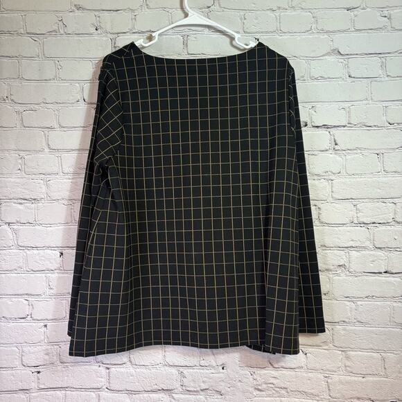 NWT J Jill Ponte Black Long Sleeve Shirt with Beige Lines Size 1X Y0485 - Picture 2 of 7